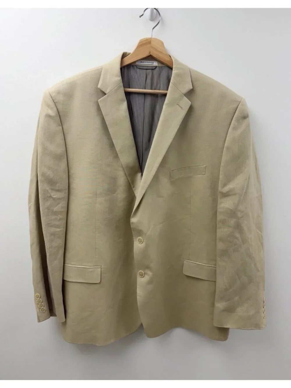 Calvin Klein Mens Sz 50R Beige 100% Linen Blazer 2 Button Dual Vent Great Look - Picture 1 of 13